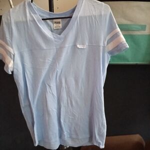 PINK Victoria's Secret Light Blue V-Neck Tee
